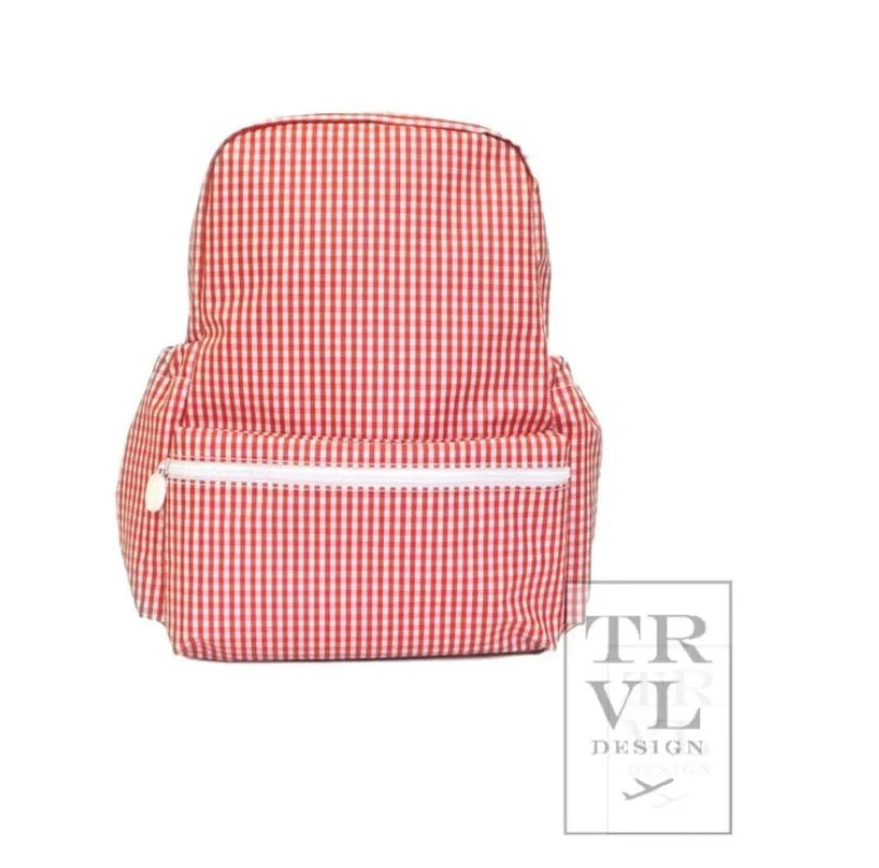 TRVL Backpack, Red Gingham
