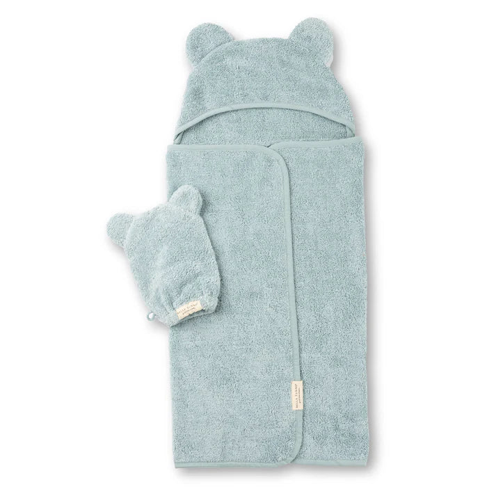 Hooded Towel + Mitt, Fog