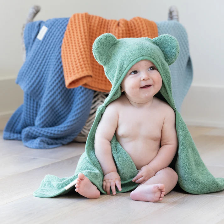 Hooded Towel + Mitt, Sea Foam