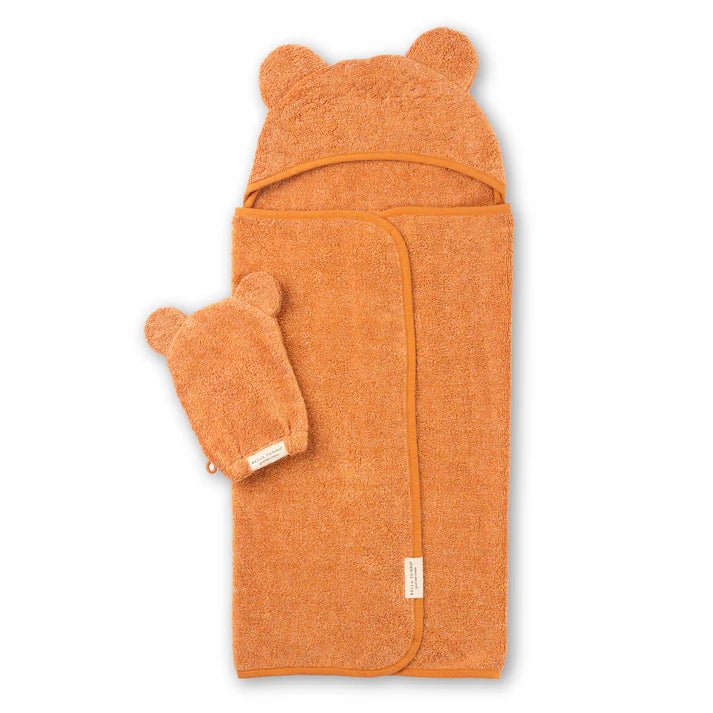 Hooded Towel + Mitt, Pumpkin