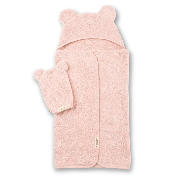 Hooded Towel + Mitt, Blush