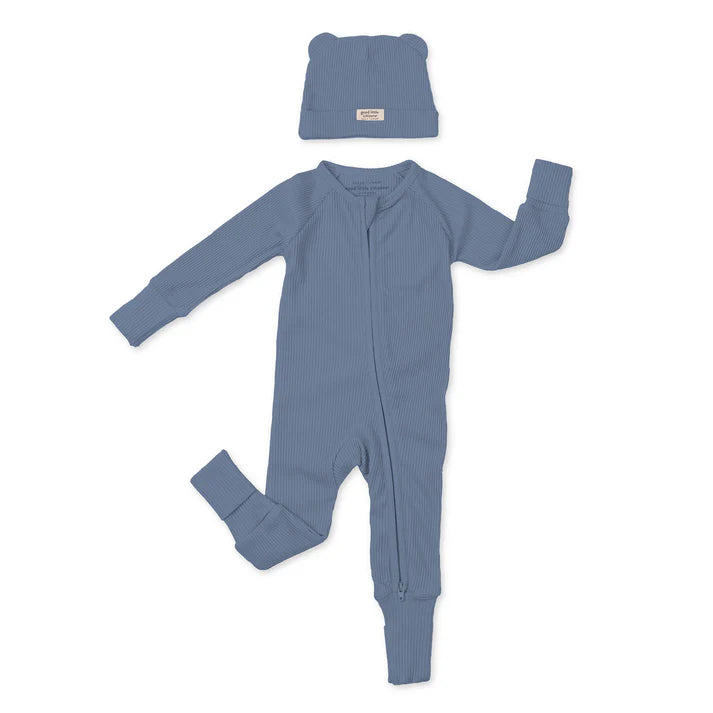 Rib Zip + Beanie, Rain
