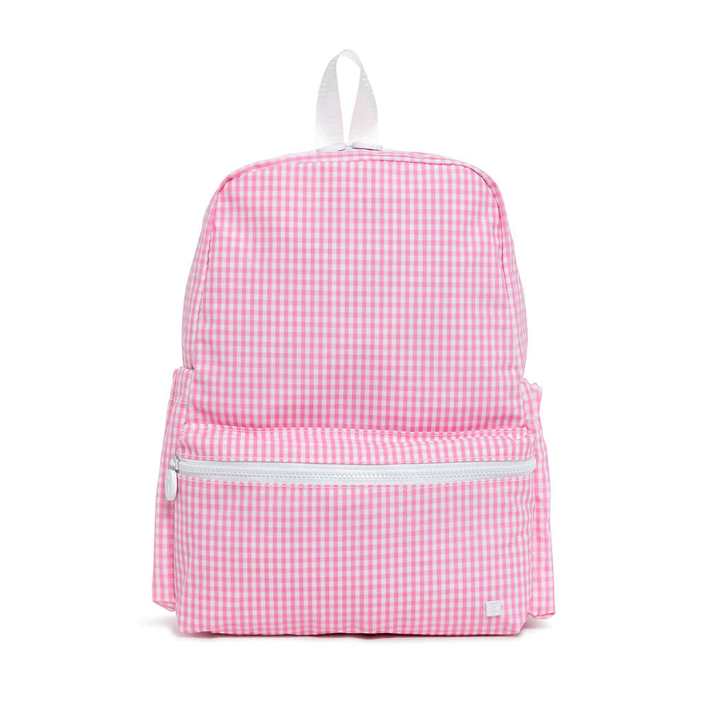 TRVL Backpack, Pink Gingham