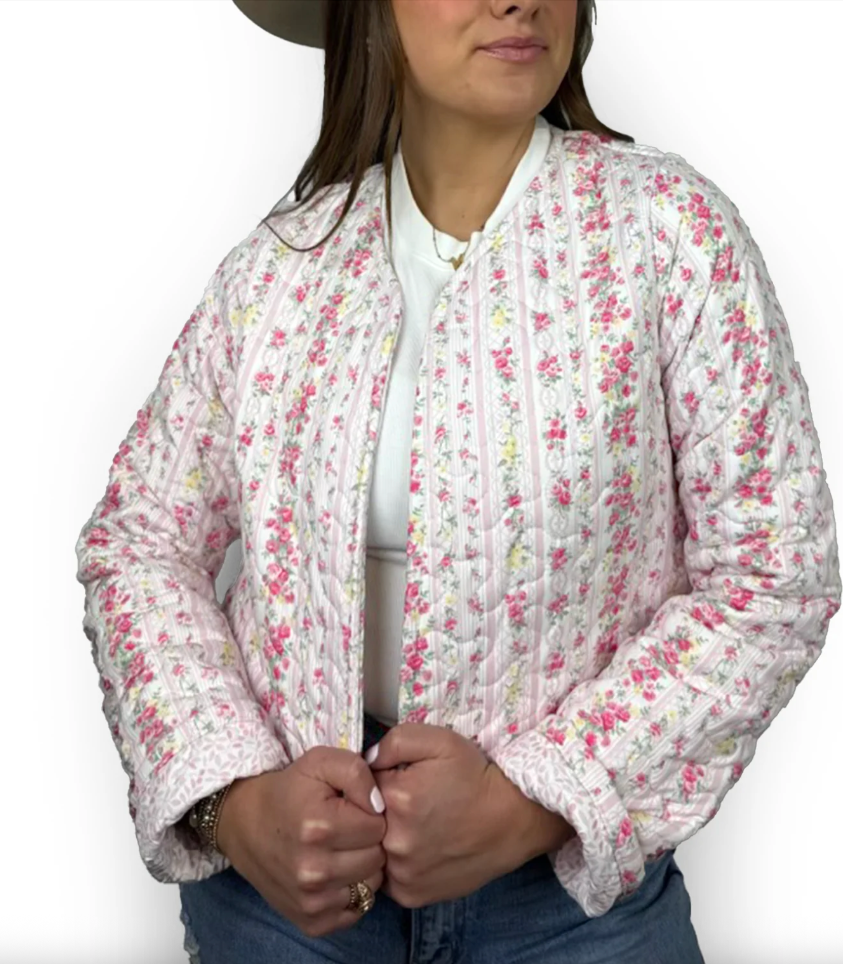 Ida Mae, Wilshire Stripe Pink Cropped Jacket